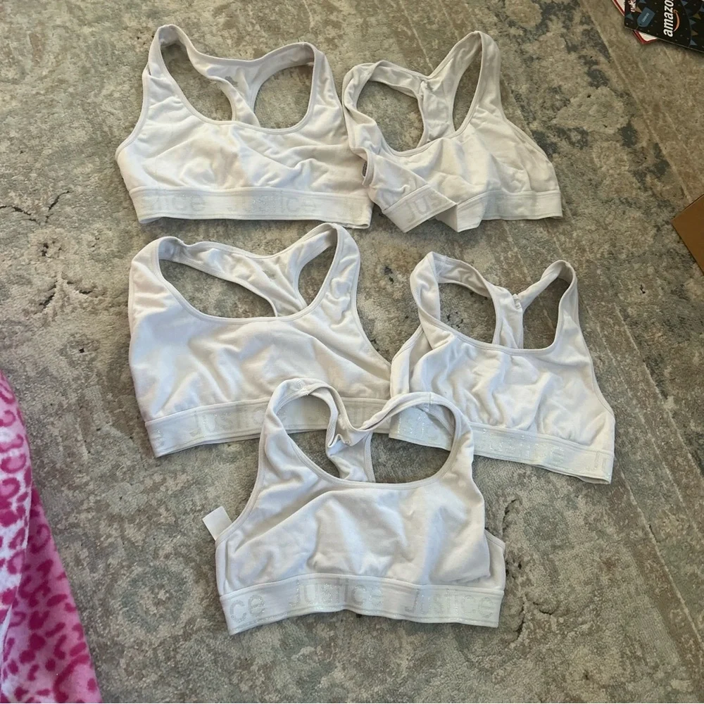 Sports Bras girls size xs/30 Justice SET OF 5 used great condition white
